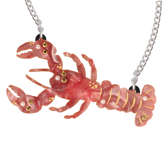 Lobster necklace (pink marble)