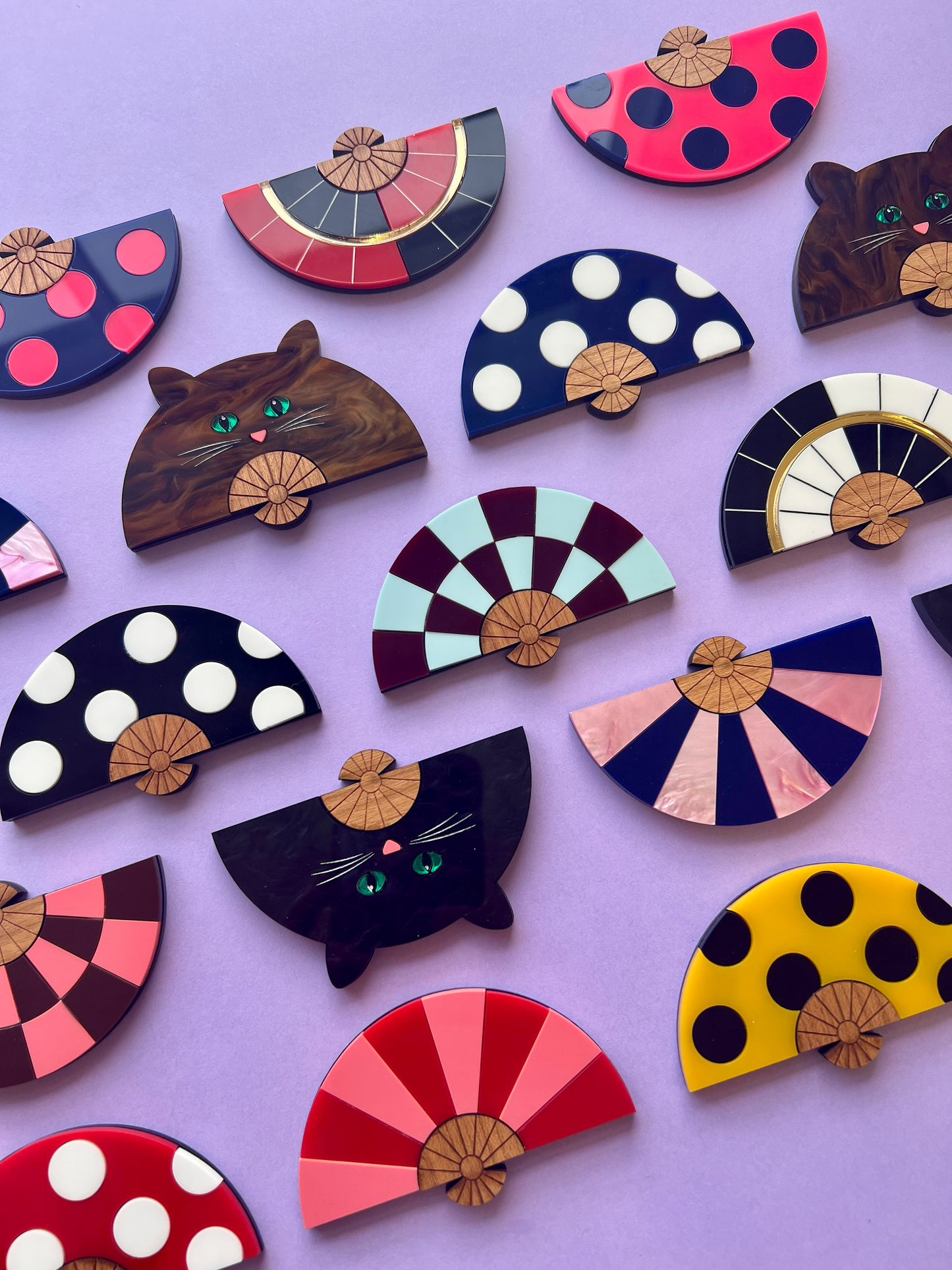 Fan brooch - Coco (Tortoiseshell Marble)