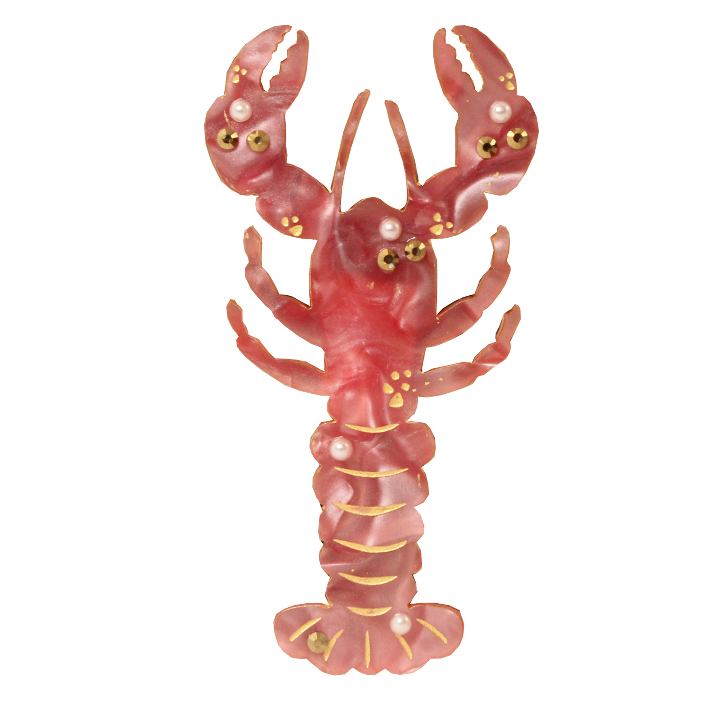 Lobster brooch (pink marble)