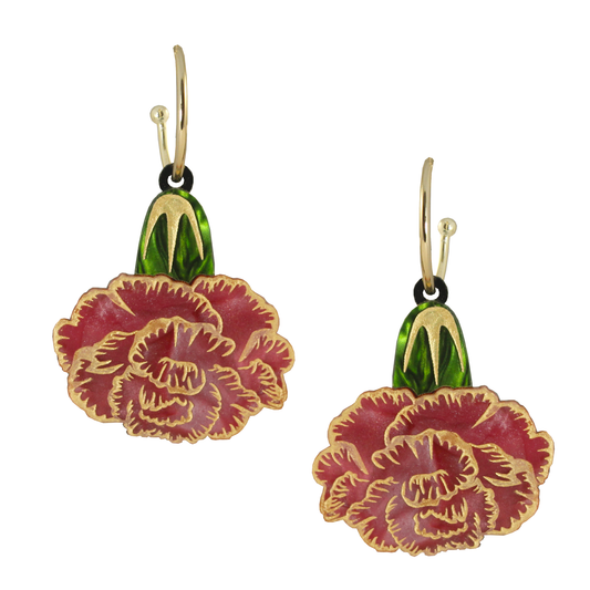 Pink carnation Ear-rings (single stem)