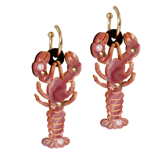Lobster ear-rings (pink marble)