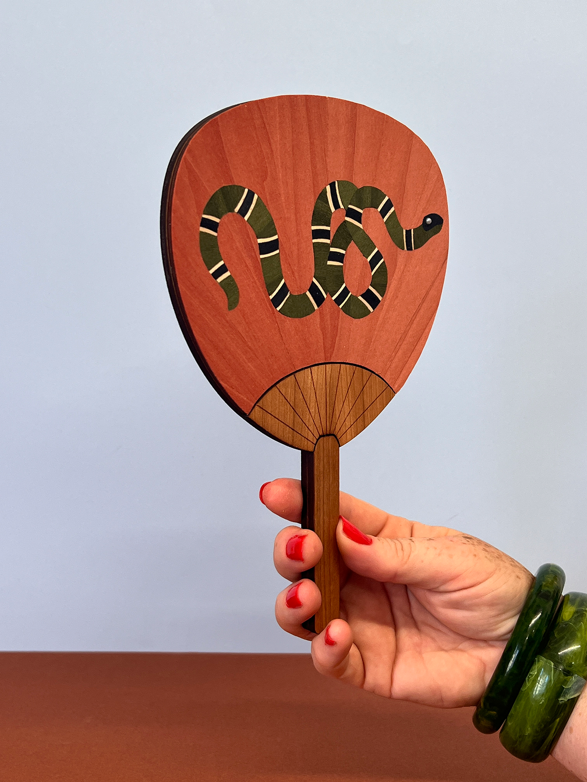 Snake palette fan (pink/green)