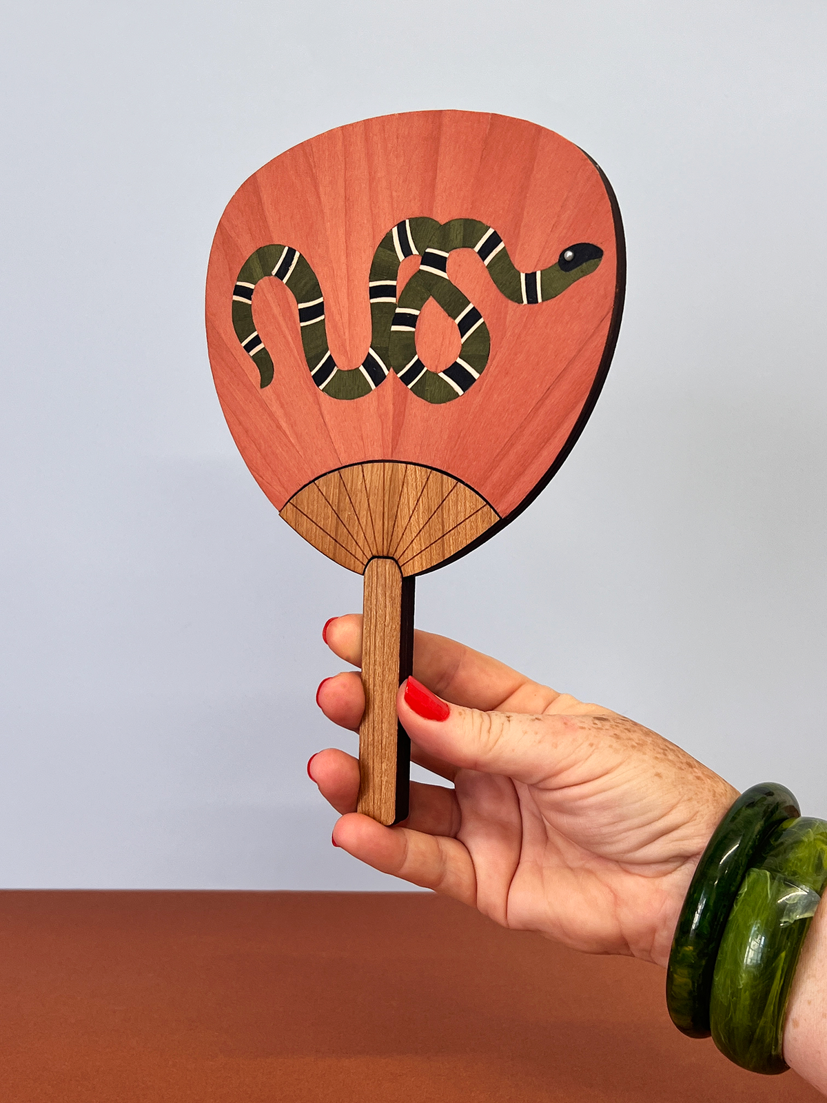 Snake palette fan (pink/green)