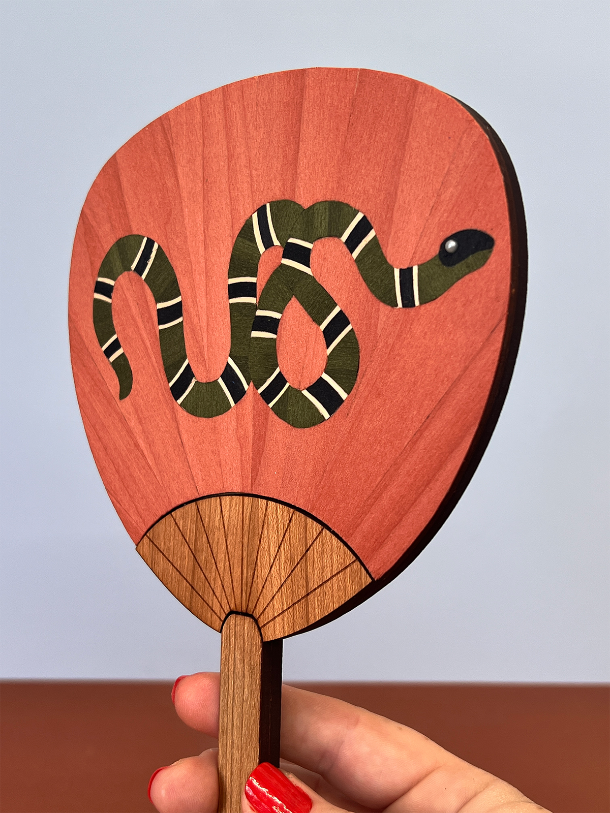Snake palette fan (pink/green)