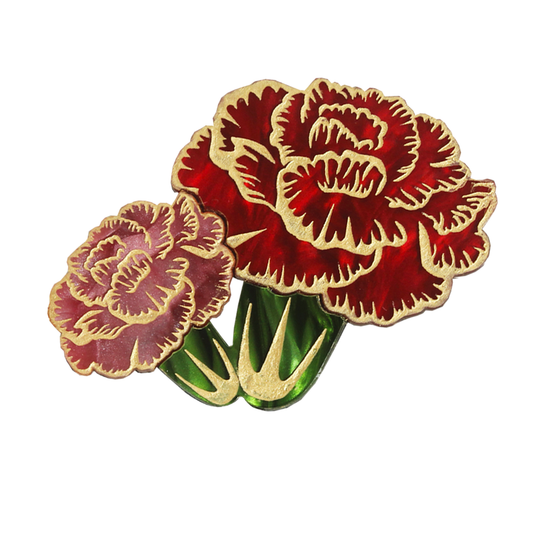 Pink/red carnation brooch