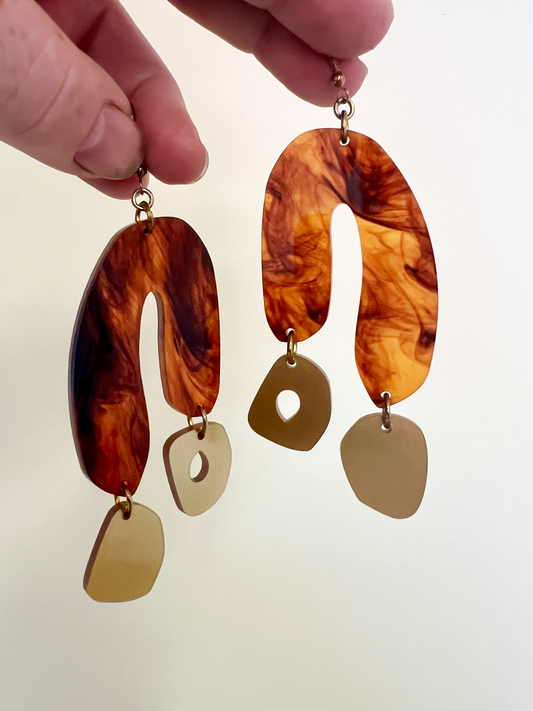 Leopard Print ear-rings - organic/tortoiseshell (small)  (sample)