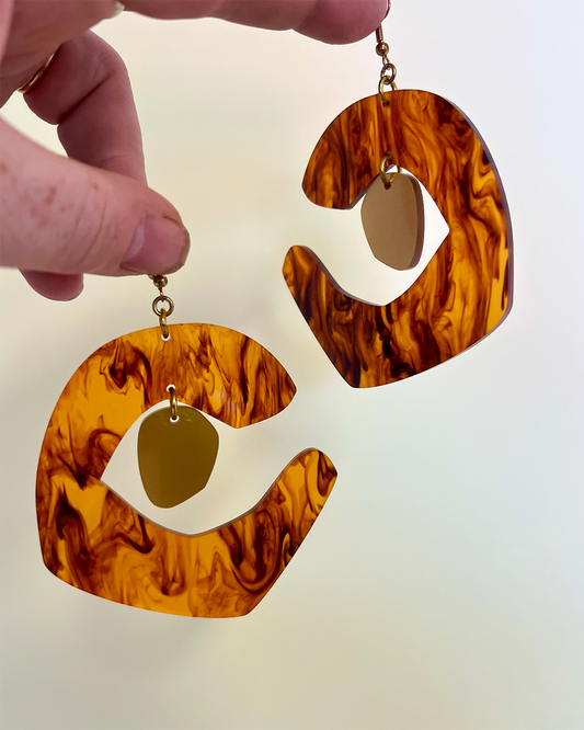 Leopard Print ear-rings - round/tortoiseshell (sample)