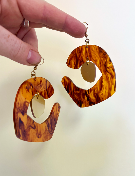 Leopard Print ear-rings - round/tortoiseshell (sample)