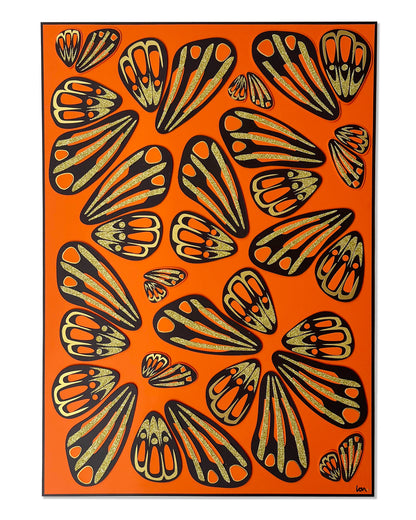 Big Wings III: glitter orange (framed)