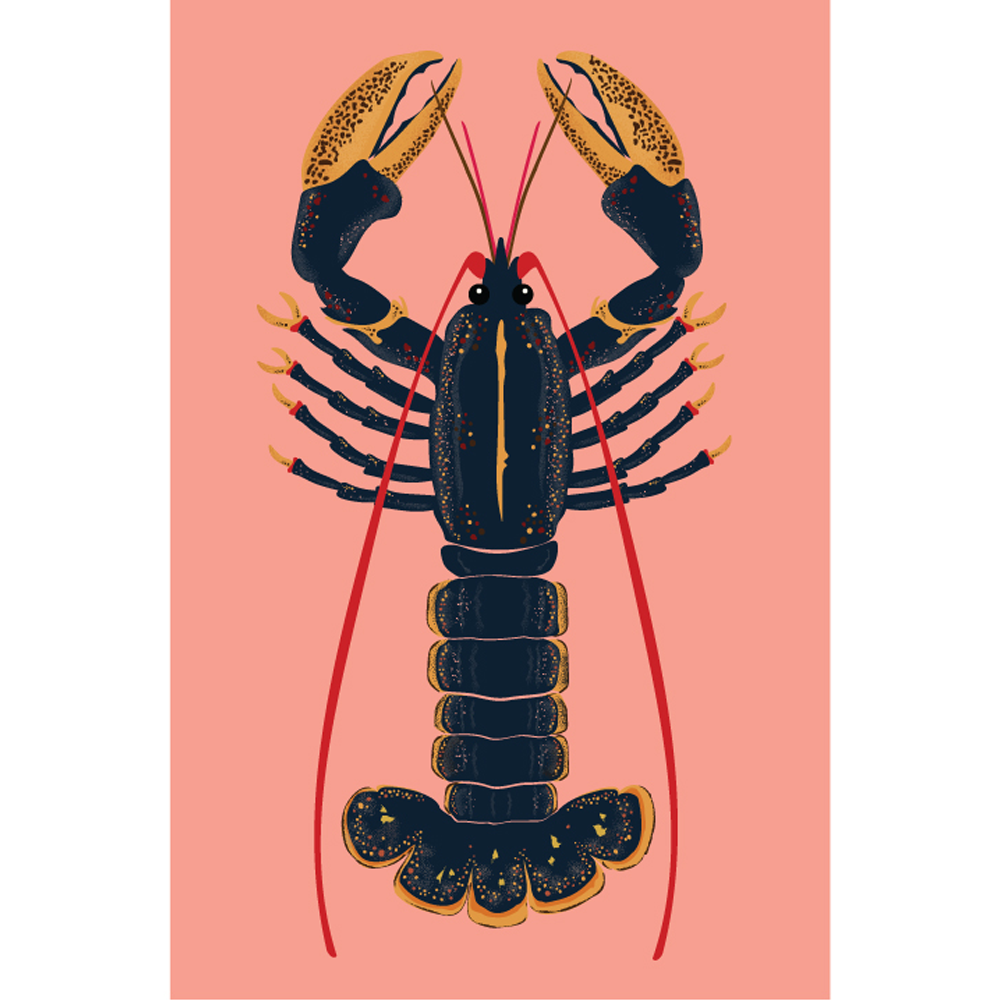 Lobster print (blue on pink)